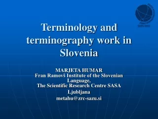 Terminology and terminography work in Slovenia