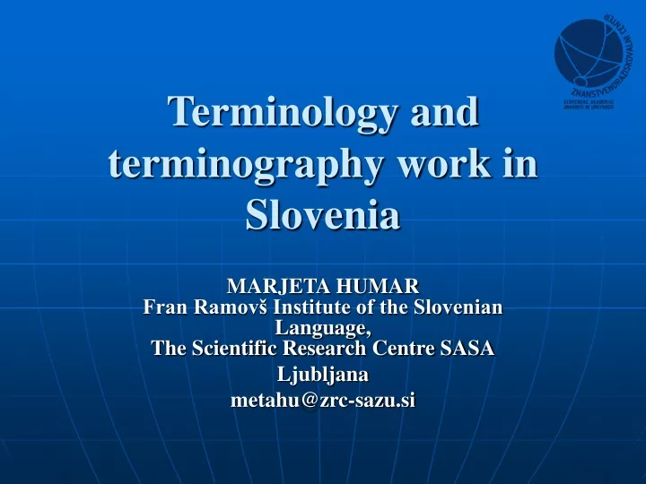 terminology and terminography work in slovenia