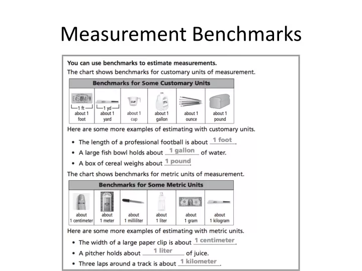 measurement benchmarks