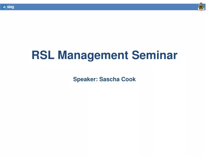 rsl management seminar speaker sascha cook
