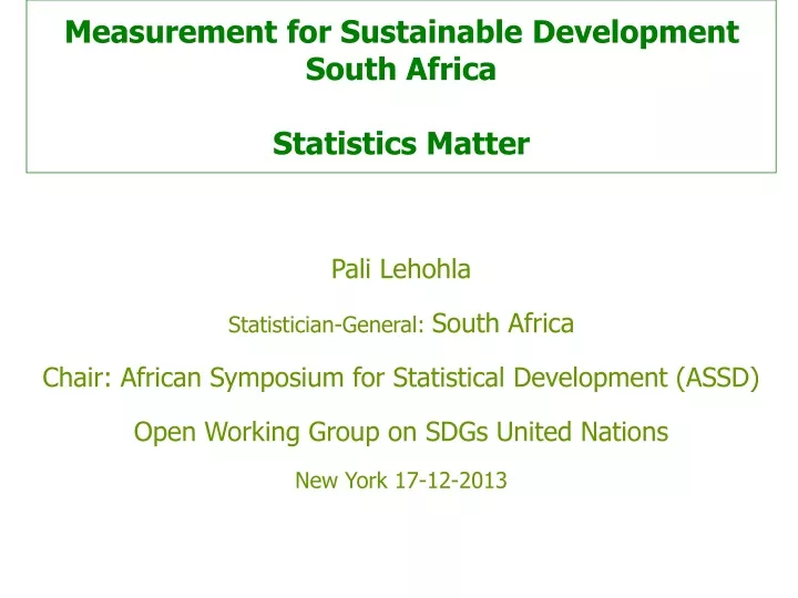 measurement for sustainable development south