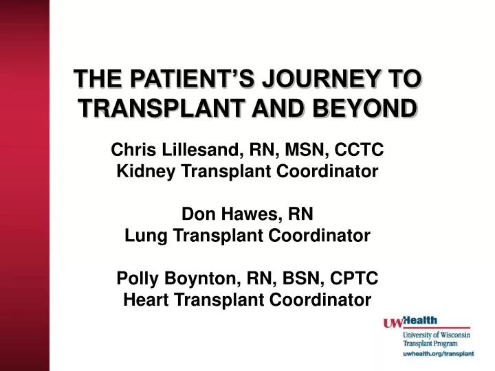 the patient s journey to transplant and beyond