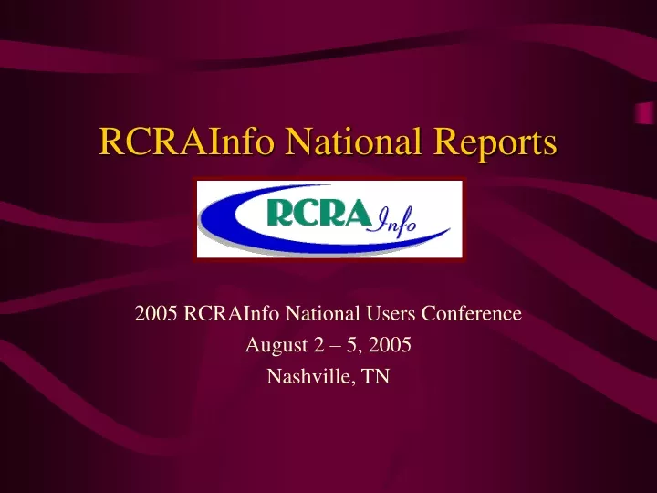 rcrainfo national reports