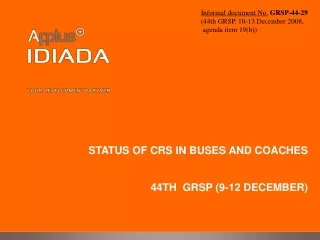 STATUS OF CRS IN BUSES AND COACHES 44TH  GRSP (9-12 DECEMBER)