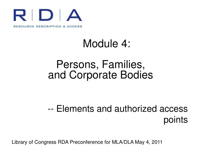 module 4 persons families and corporate bodies