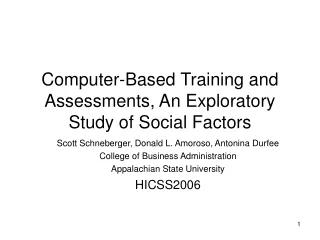 Computer-Based Training and Assessments, An Exploratory Study of Social Factors