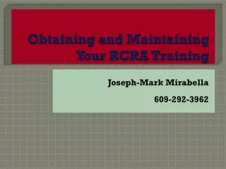Obtaining and Maintaining Your RCRA Training
