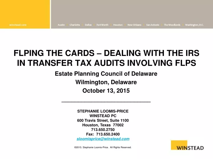 flping the cards dealing with the irs in transfer tax audits involving flps