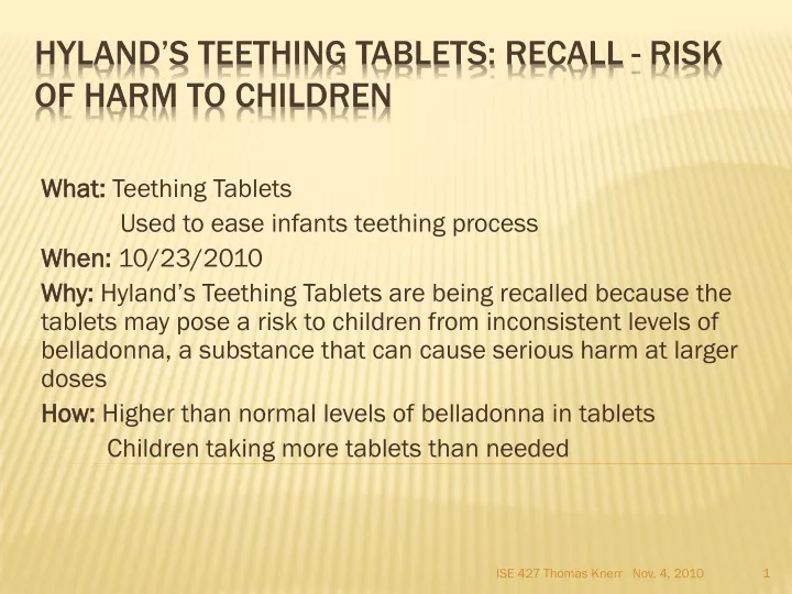 hyland s teething tablets recall risk of harm to children
