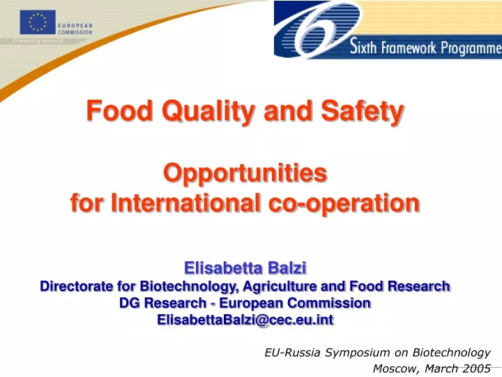 food quality and safety opportunities
