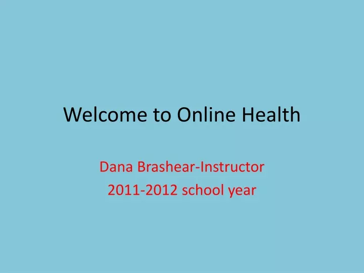 welcome to online health