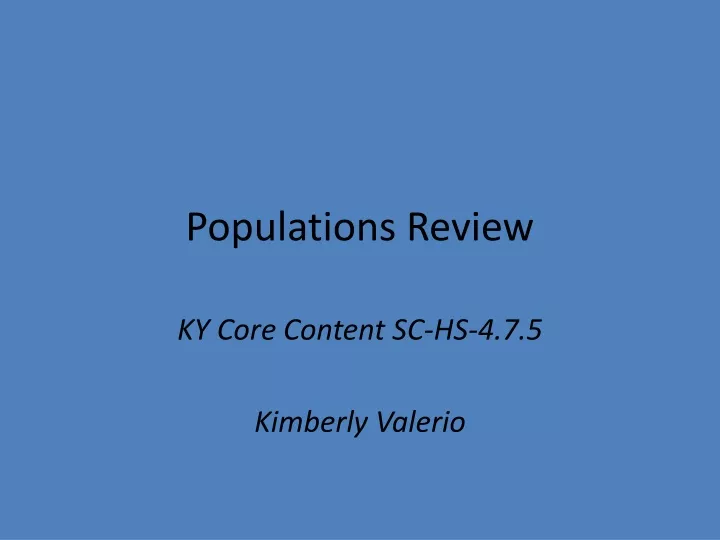 populations review