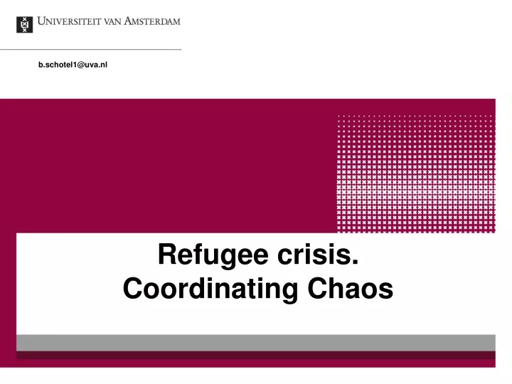 refugee crisis coordinating chaos
