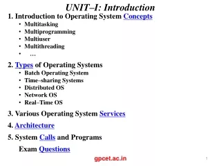 UNIT–I: Introduction