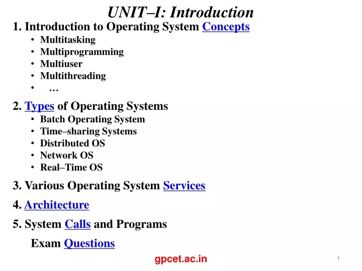 unit i introduction