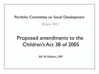 Portfolio Committee on Social Development