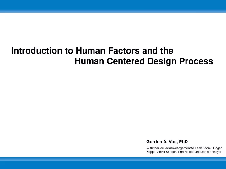 introduction to human factors and the human