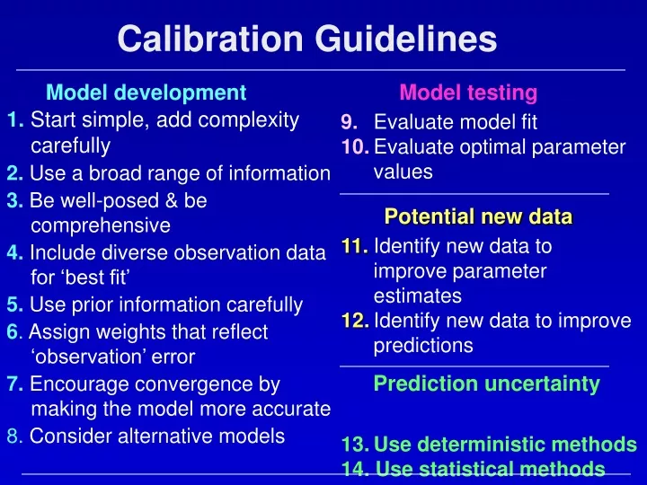 calibration guidelines