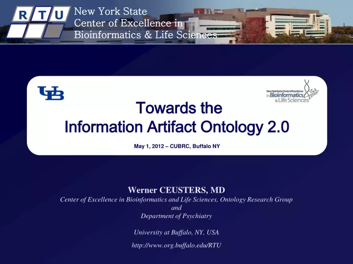 towards the information artifact ontology 2 0 may 1 2012 cubrc buffalo ny