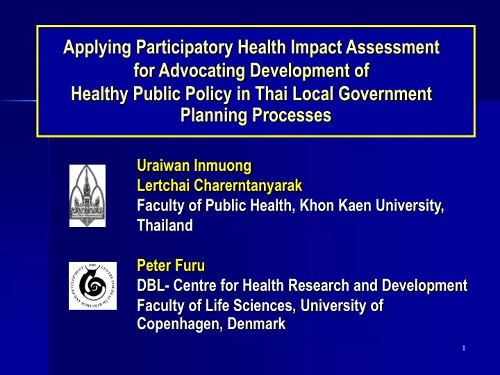 applying participatory health impact assessment