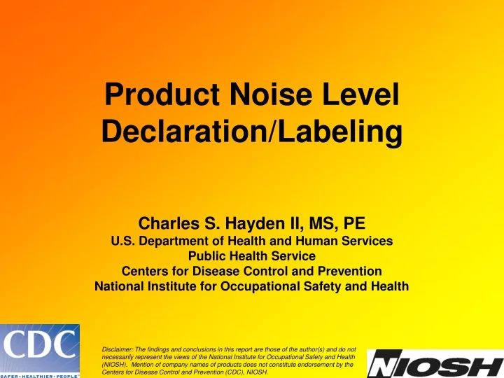 product noise level declaration labeling