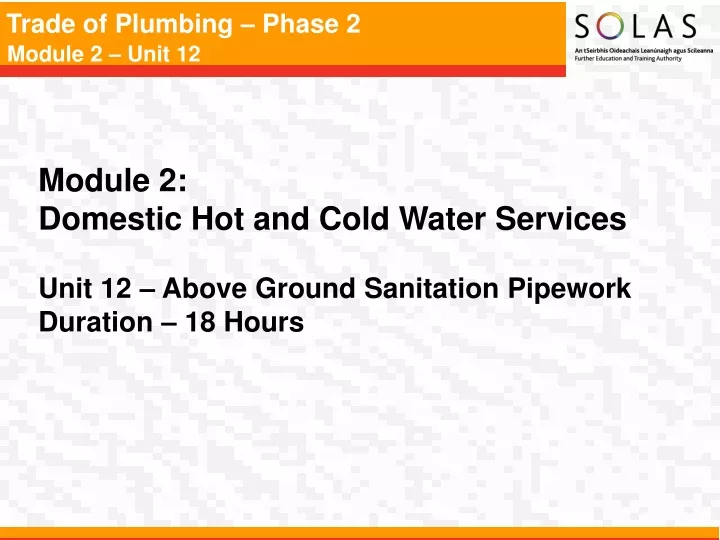 module 2 domestic hot and cold water services