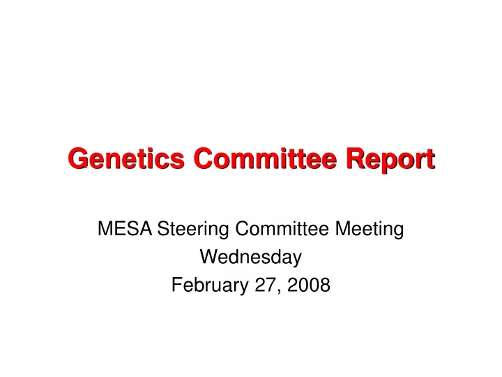 genetics committee report