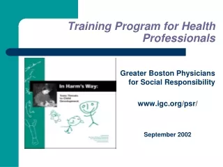 Training Program for Health Professionals