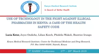 7 th  EAHSC Conference         27 th  – 29 th  March 2019