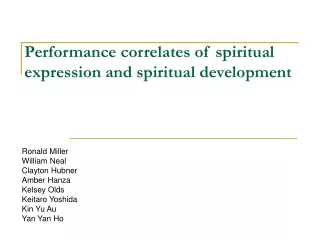 Performance correlates of spiritual expression and spiritual development