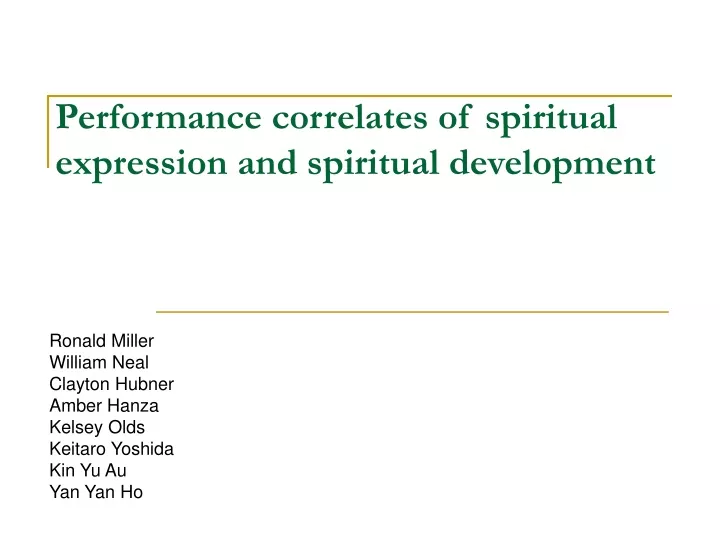 performance correlates of spiritual expression and spiritual development