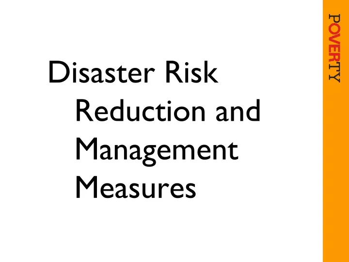 disaster risk reduction and management measures