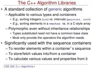 The C++ Algorithm Libraries