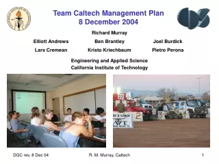 Team Caltech Management Plan 8 December 2004