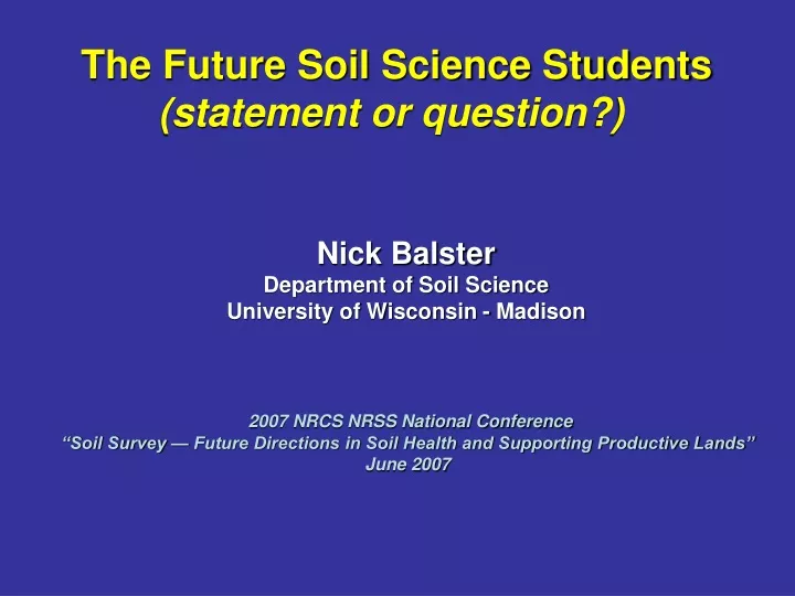 the future soil science students statement