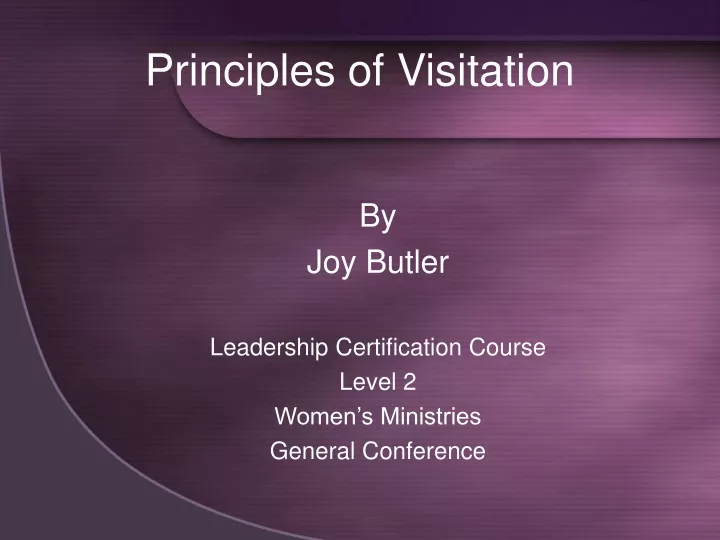 principles of visitation