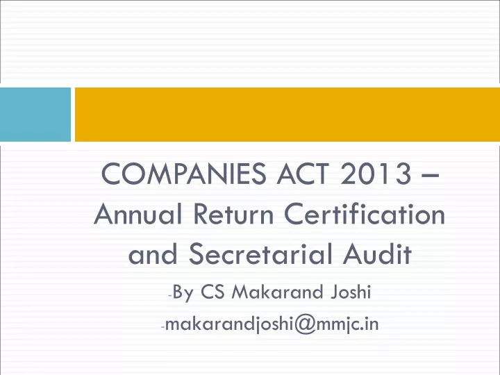 companies act 2013 annual return certification