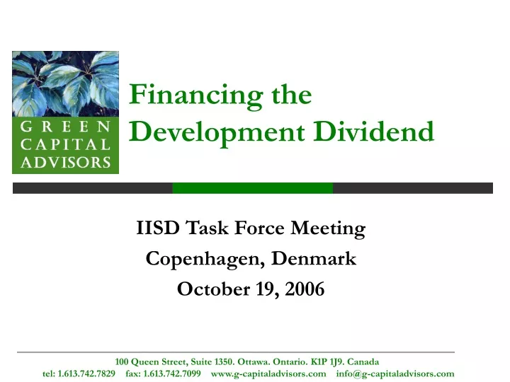 financing the development dividend