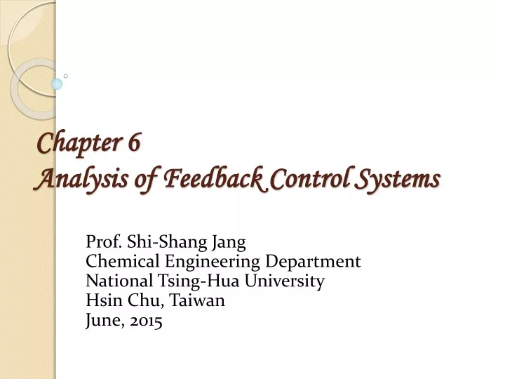 chapter 6 analysis of feedback control systems