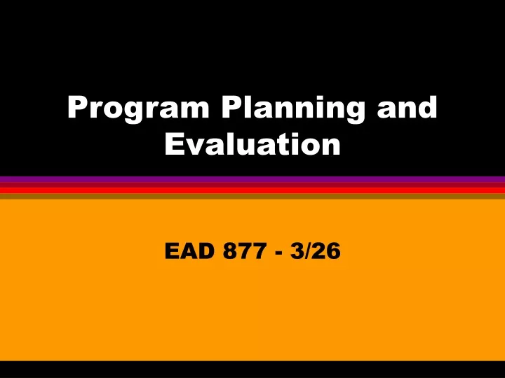 program planning and evaluation