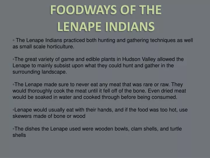 foodways of the lenape indians