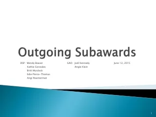 Outgoing Subawards