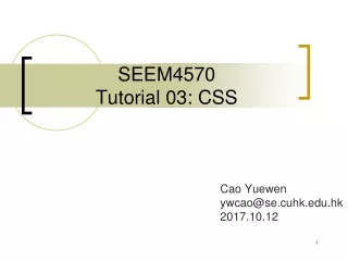 SEEM4570 Tutorial 03: CSS