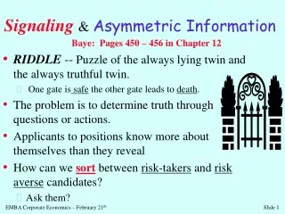 Signaling &amp;  Asymmetric Information