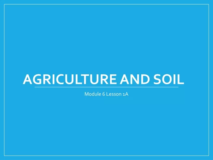 agriculture and soil