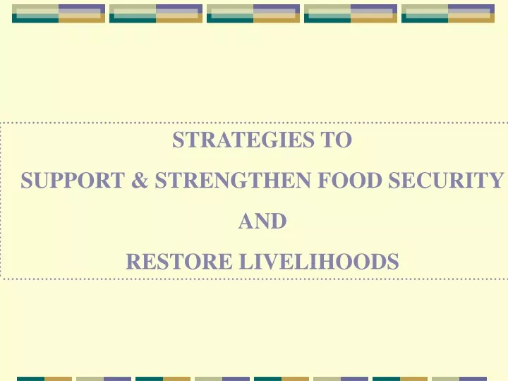 strategies to support strengthen food security