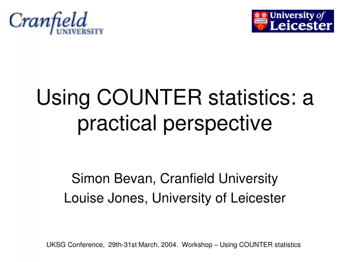 using counter statistics a practical perspective