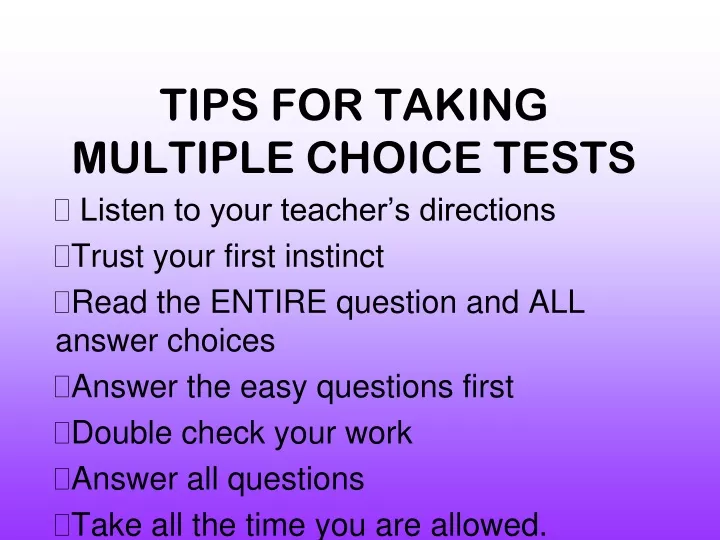 tips for taking multiple choice tests