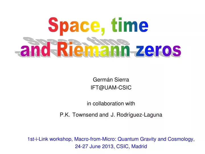 space time and riemann zeros