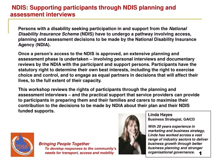 persons with a disability seeking participation